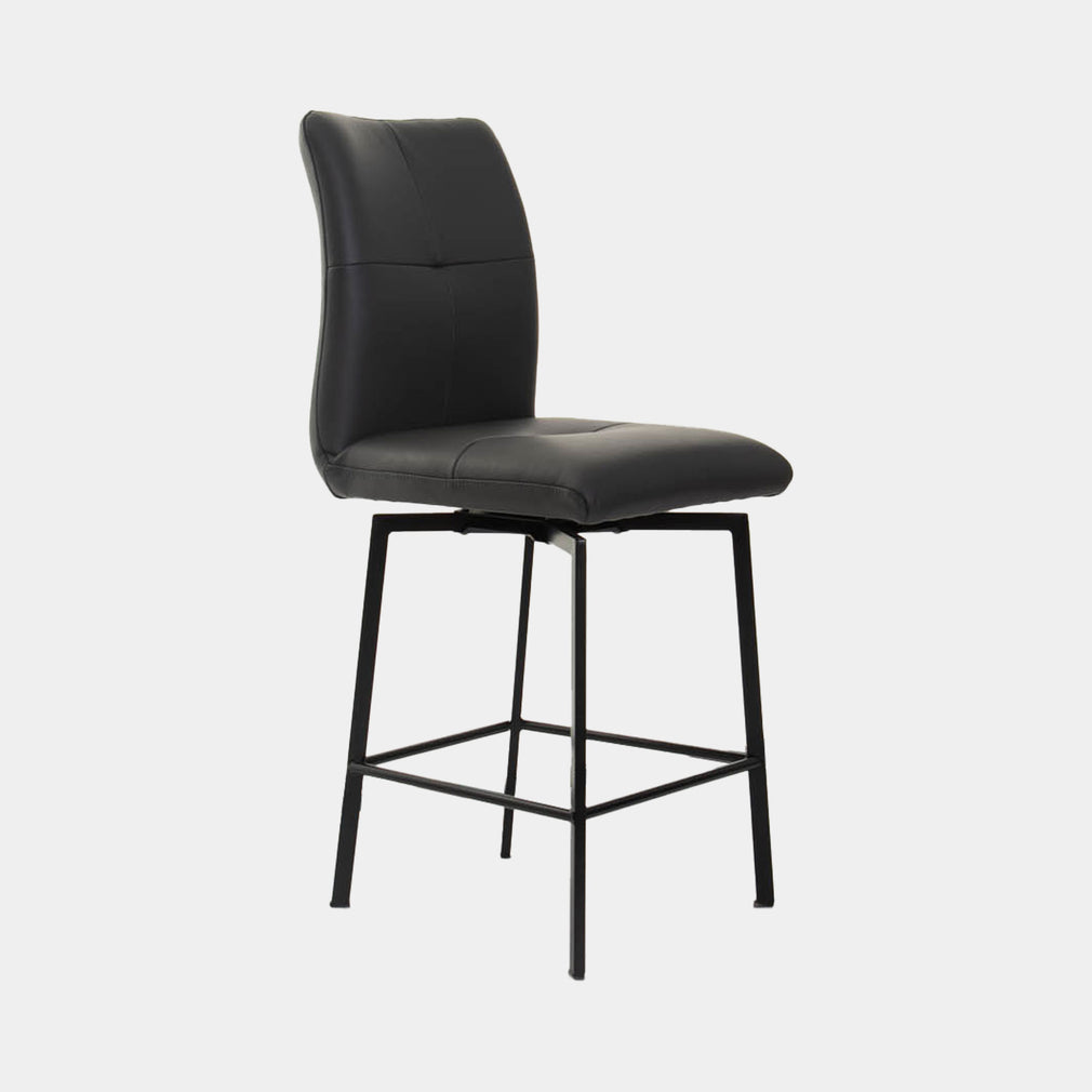 Clover - Swivel Counter Stool In Soleda Leather, Anthracite