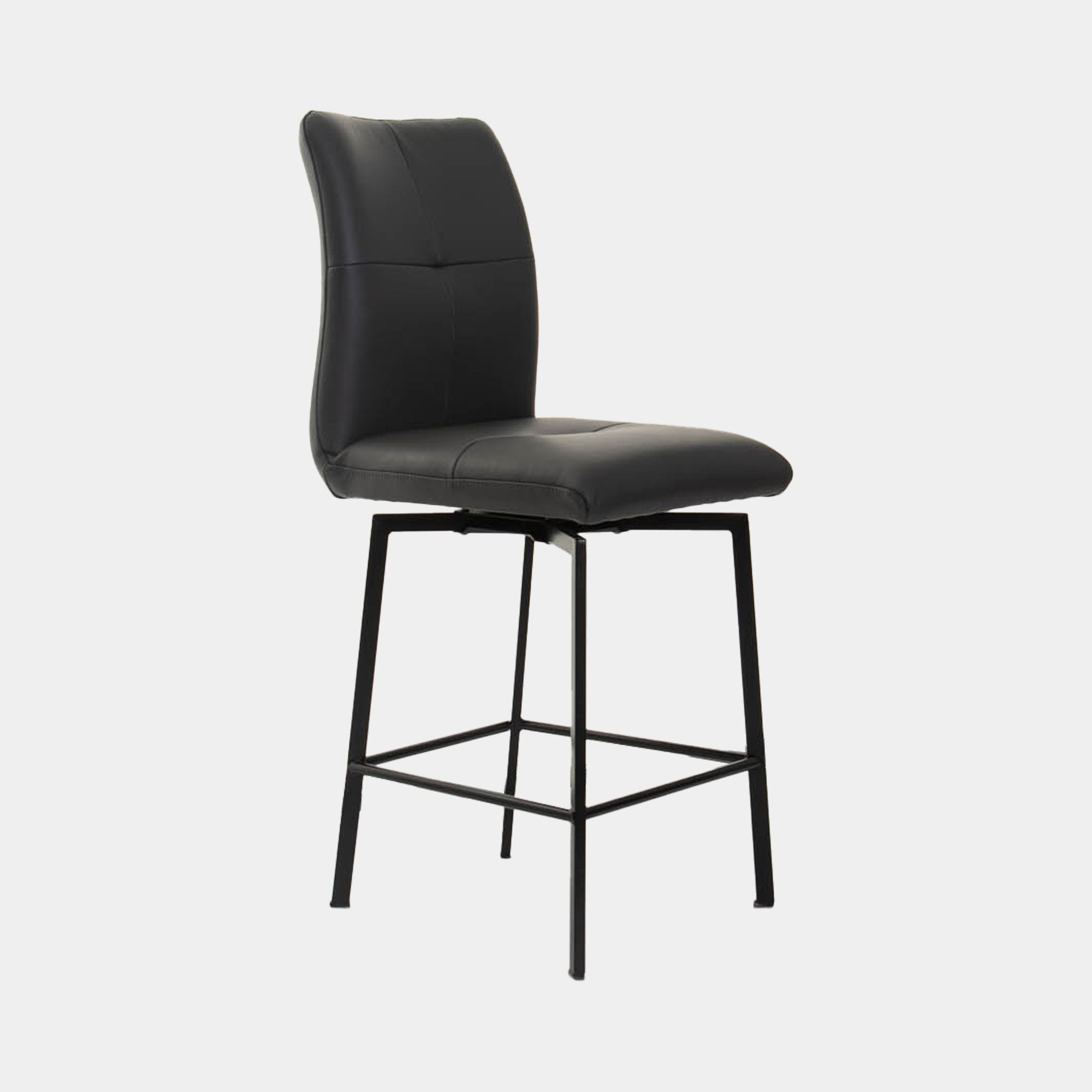 Clover - Swivel Counter Stool In Soleda Leather, Anthracite