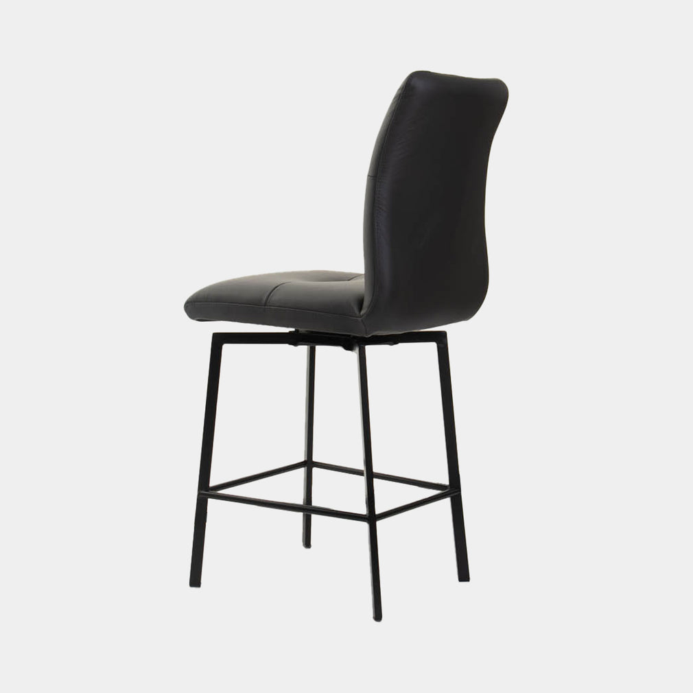 Clover - Swivel Counter Stool In Soleda Leather, Anthracite