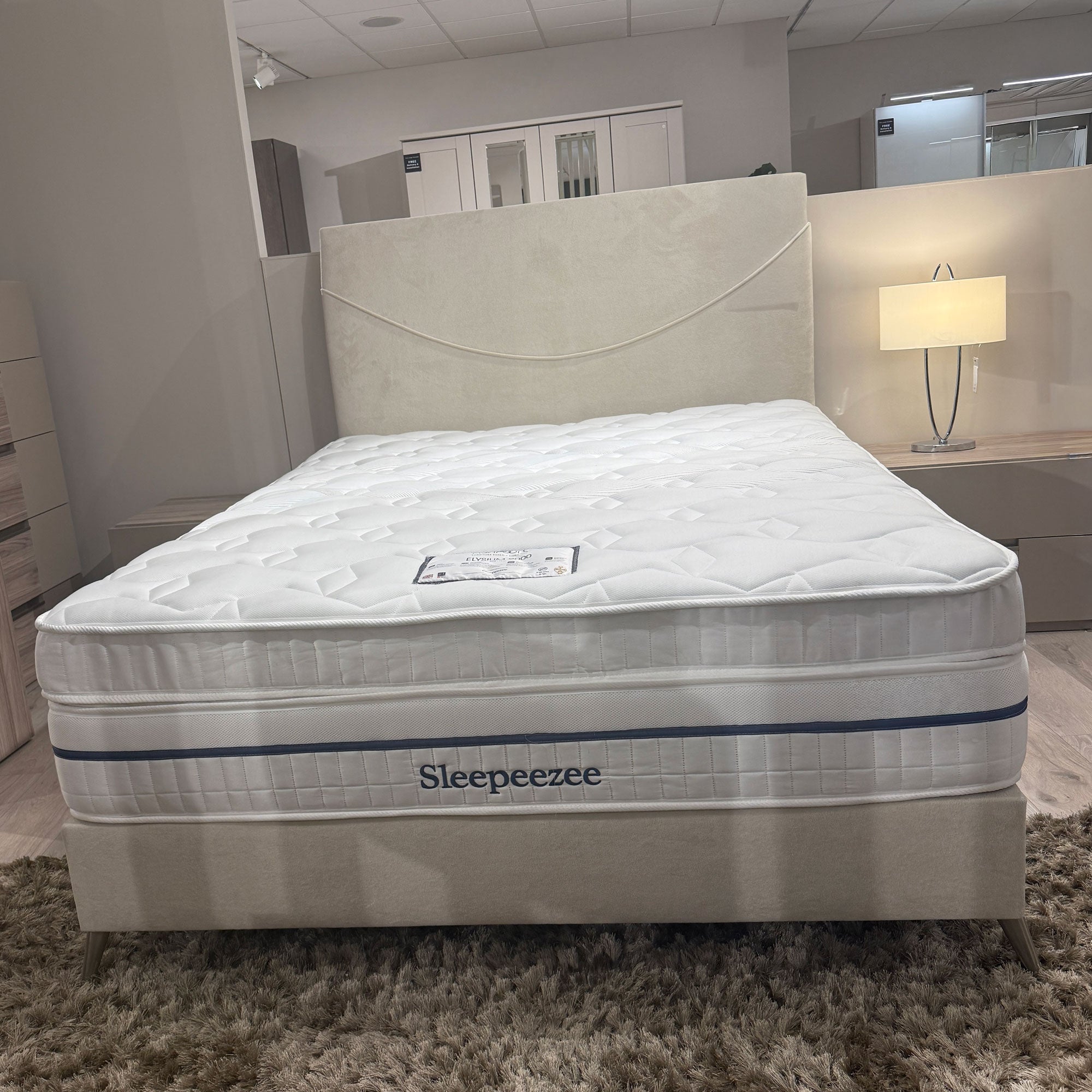 Blanche - King Bed Frame, Oslo Cream Fabric - Item As Pictured