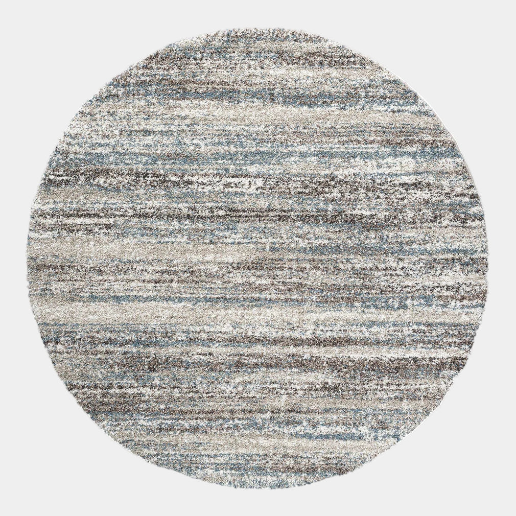 Mehari - Round Rug Blue & Beige - 6959