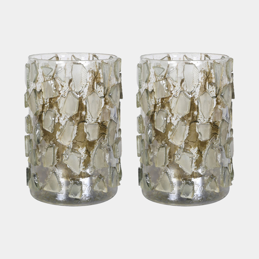 Mercury Mosaic - Lantern Candle Holders Champagne Glass, Set of 2