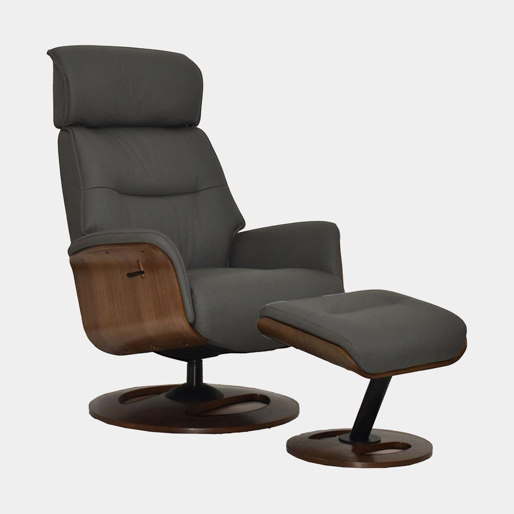 Ontario - Swivel Recliner Chair & Stool, Leather