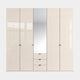 Florida - 5 Door Combi Mirrored Wardrobe Champagne 3 Drawers