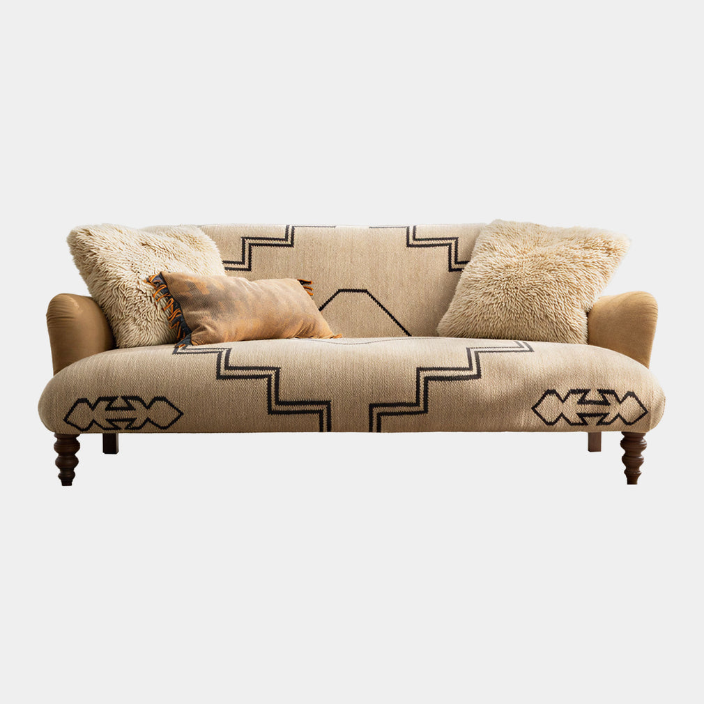Dakota - 3 Seat Sofa, Comanche Raw Hide Leather and Cherokee Fabric