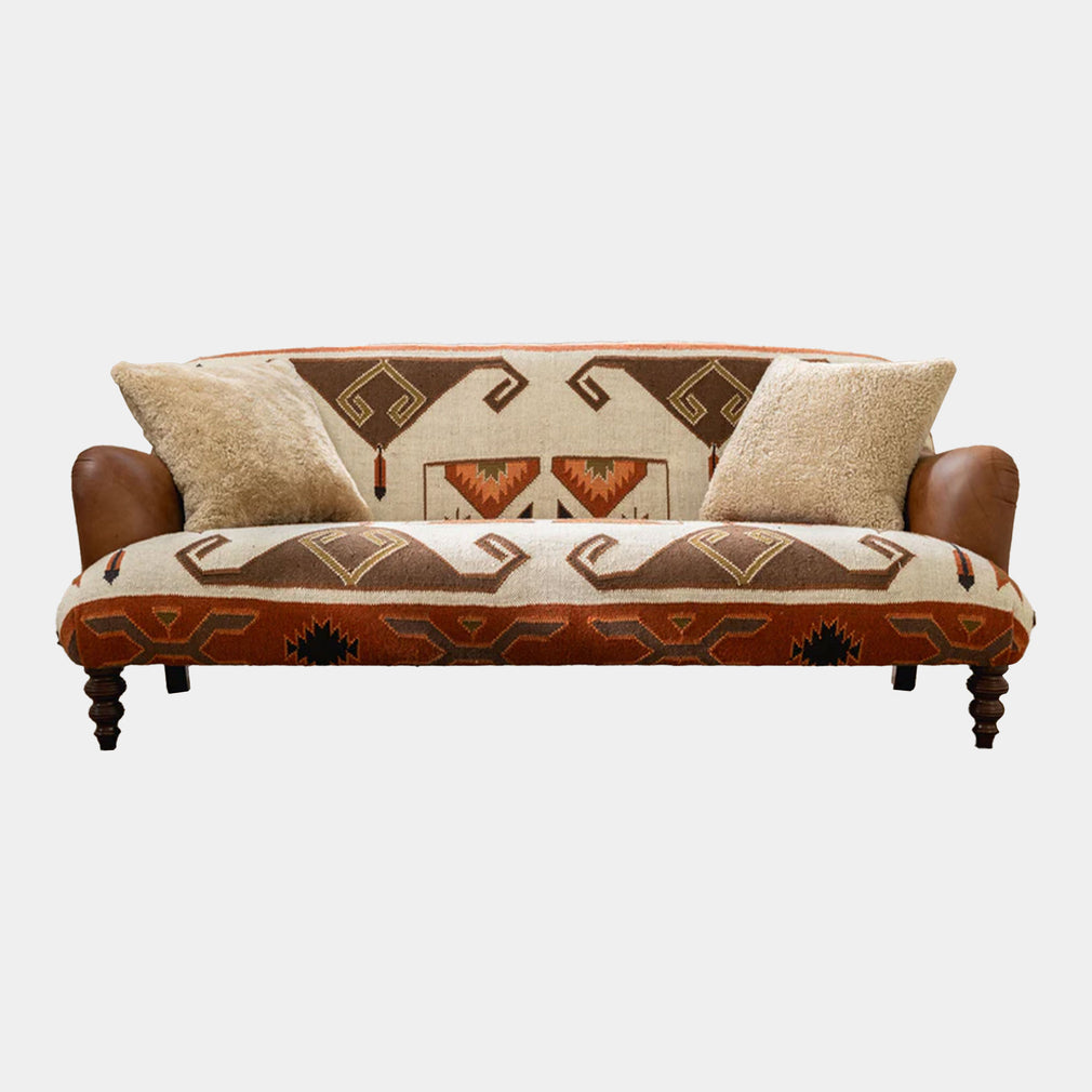 Dakota - 2 Seat Sofa, Sadler Walnut Leather and Mohican Fabric