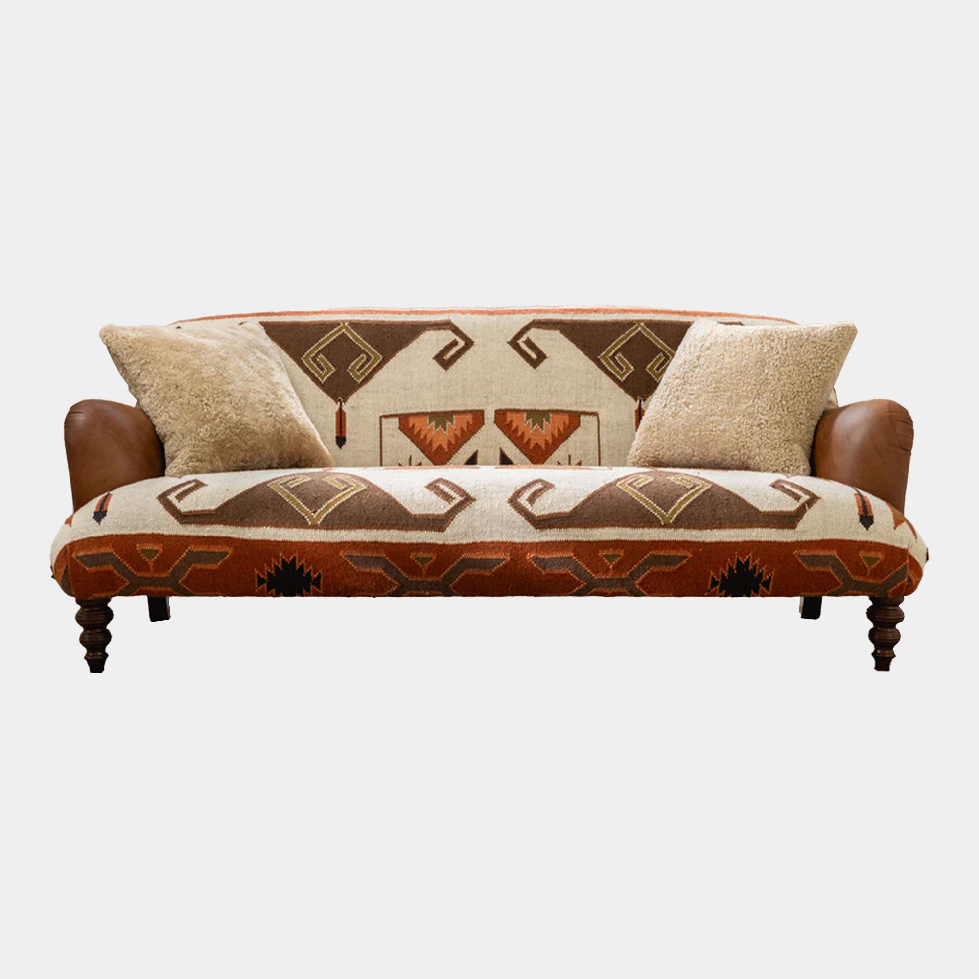 Dakota - 2 Seat Sofa, Sadler Walnut Leather and Mohican Fabric