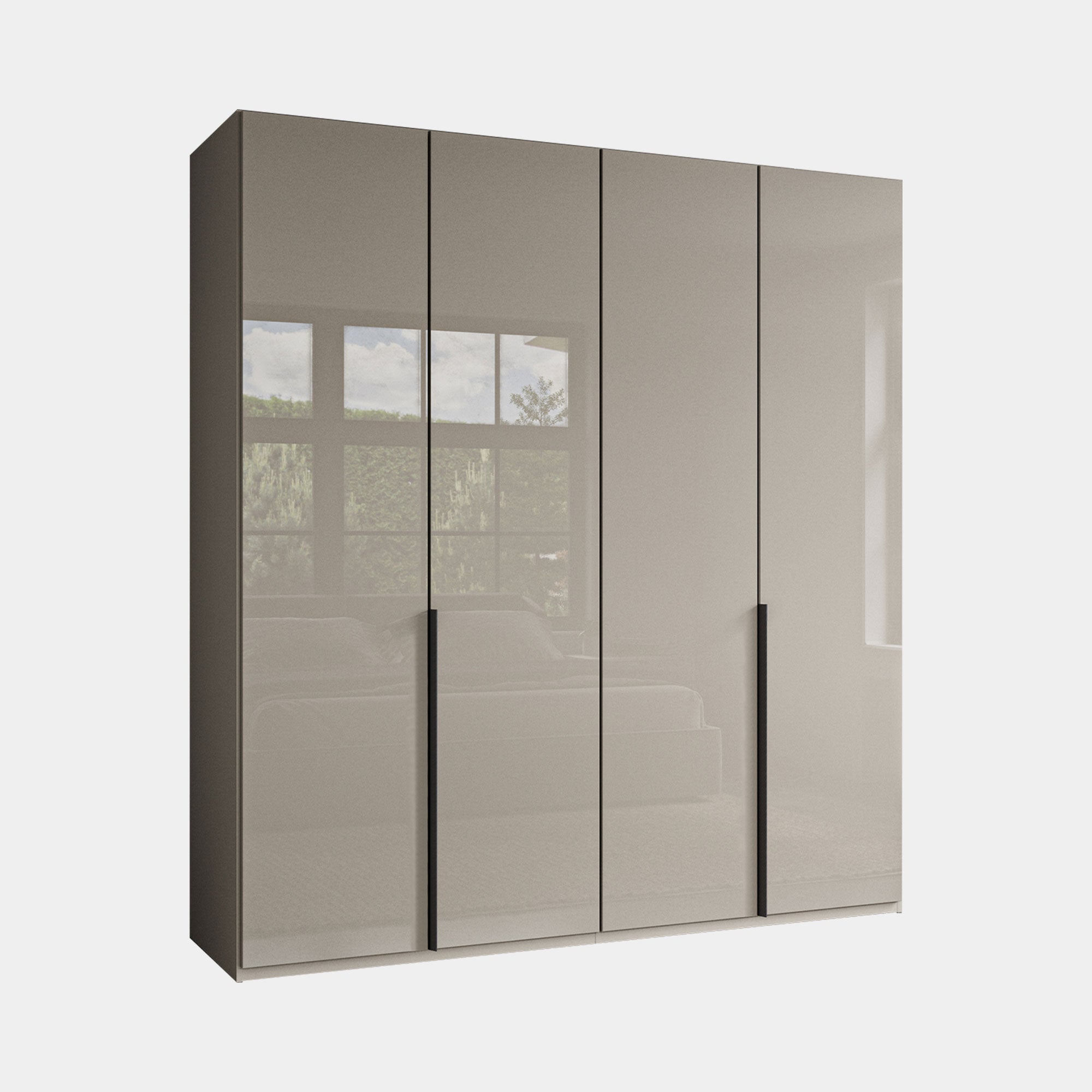 Varnell - 4 Door Glass Wardrobe Pebble Grey Glass