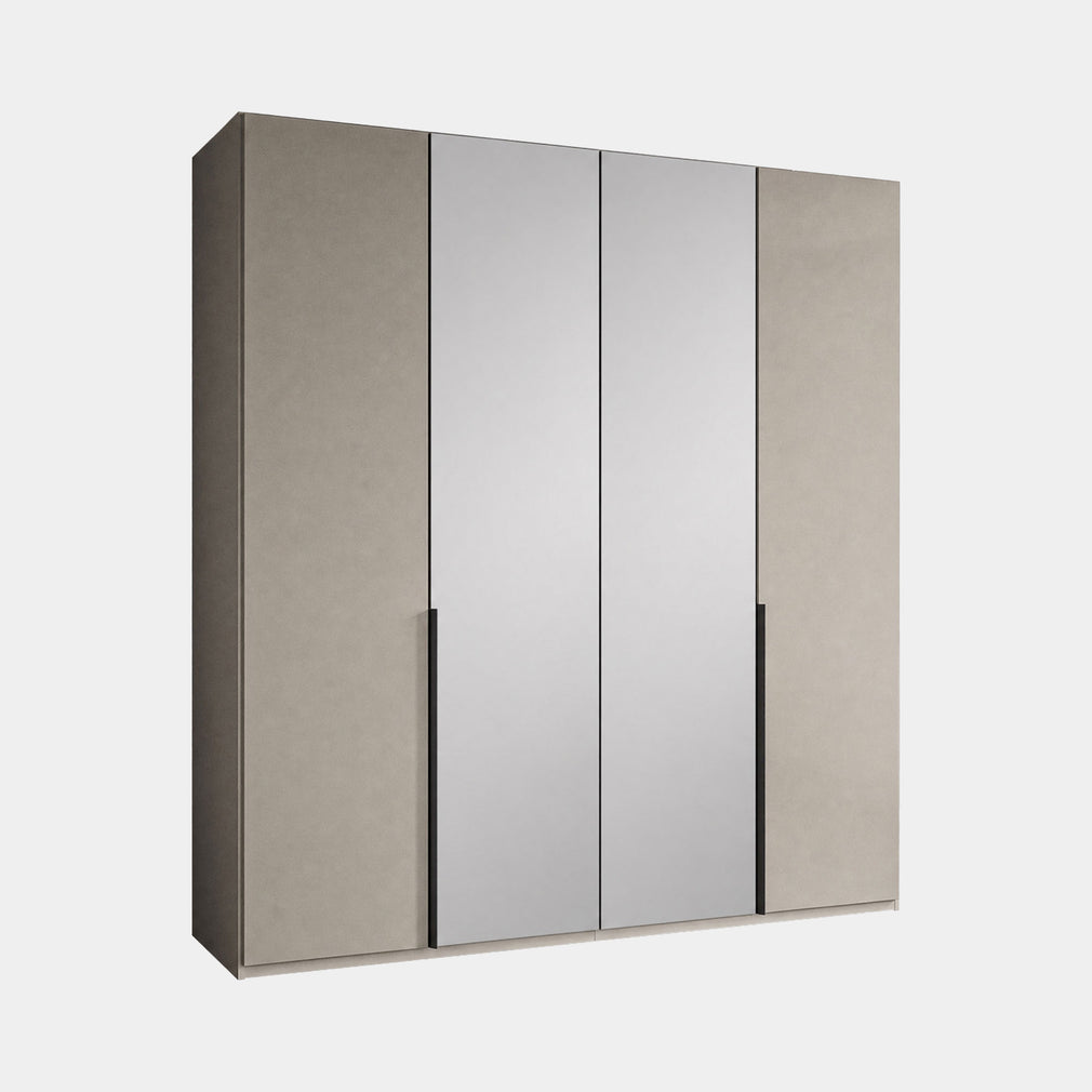 Varnell - 4 Door Glass Mirrored Wardrobe Pebble Grey Glass