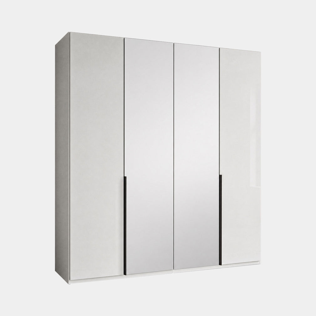 Varnell - 4 Door Glass Mirrored Wardrobe White Glass