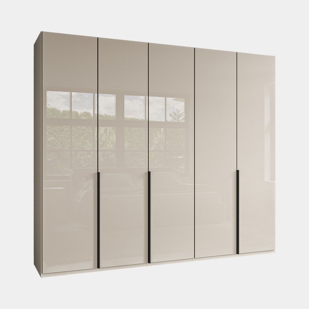 Varnell - 5 Door Glass Wardrobe Champagne Glass