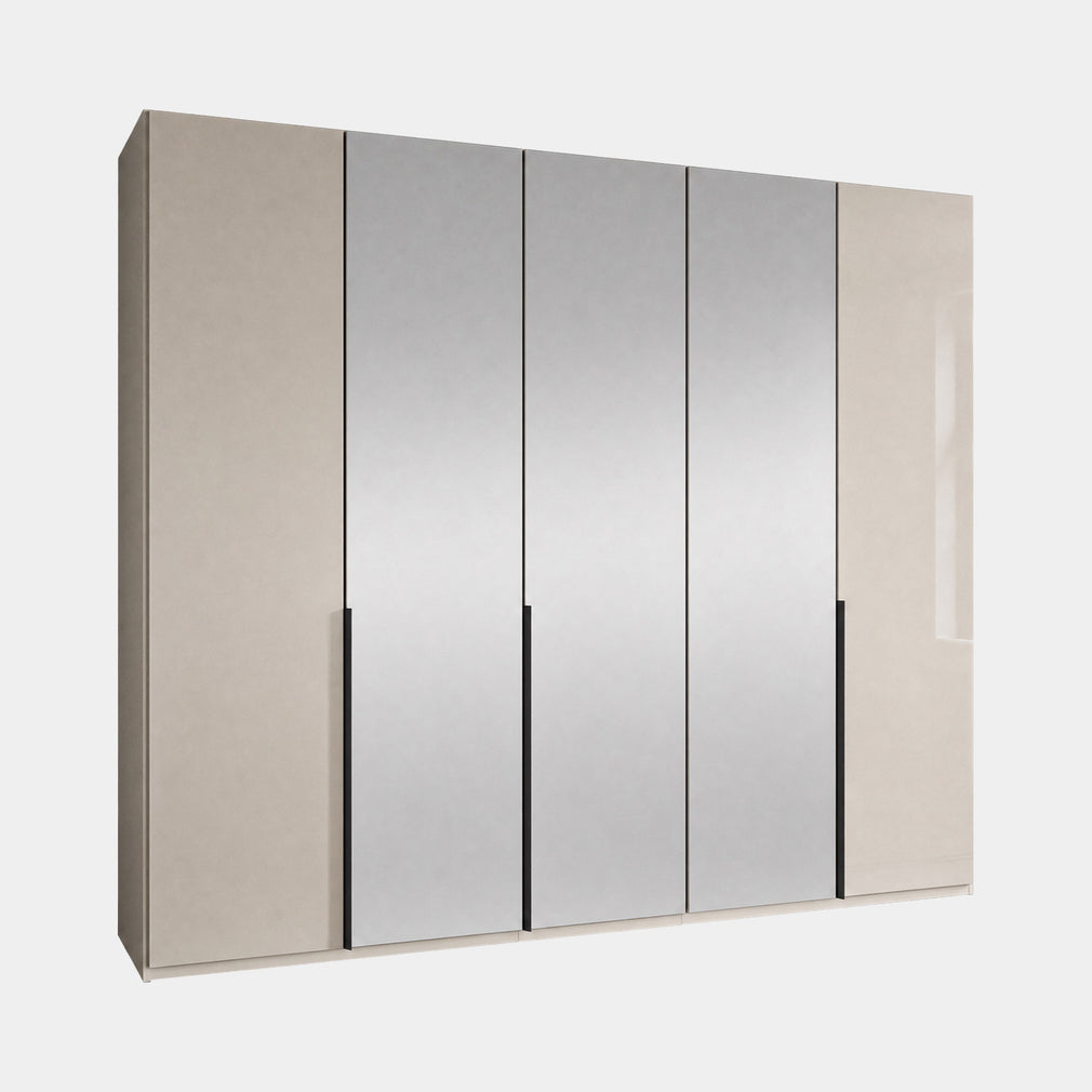 Varnell - 5 Door Glass Mirrored Wardrobe Champagne Glass