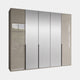 Varnell - 5 Door Glass Mirrored Wardrobe Pebble Grey Glass