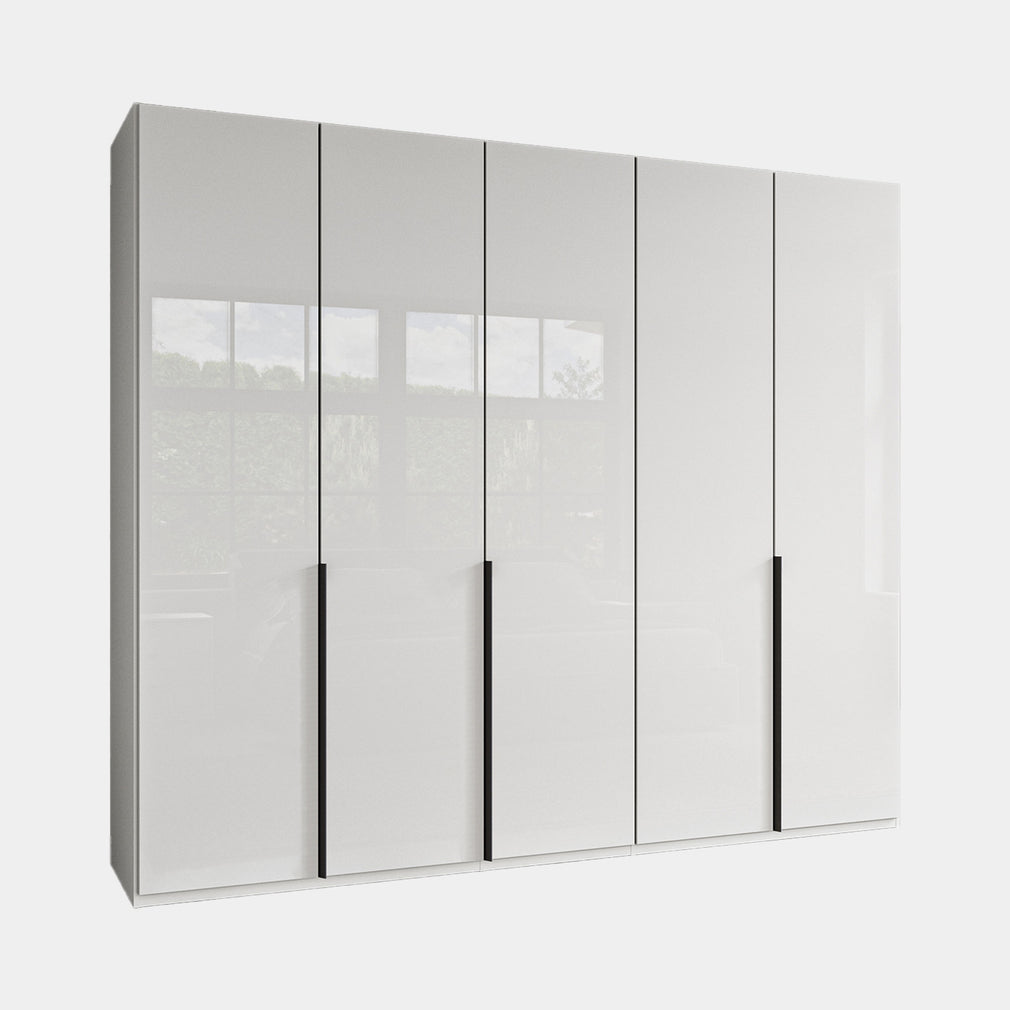Varnell - 5 Door Glass Wardrobe White Glass