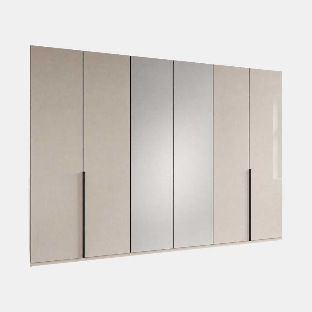 Varnell - 6 Door Mirrored Glass Wardrobe Champagne