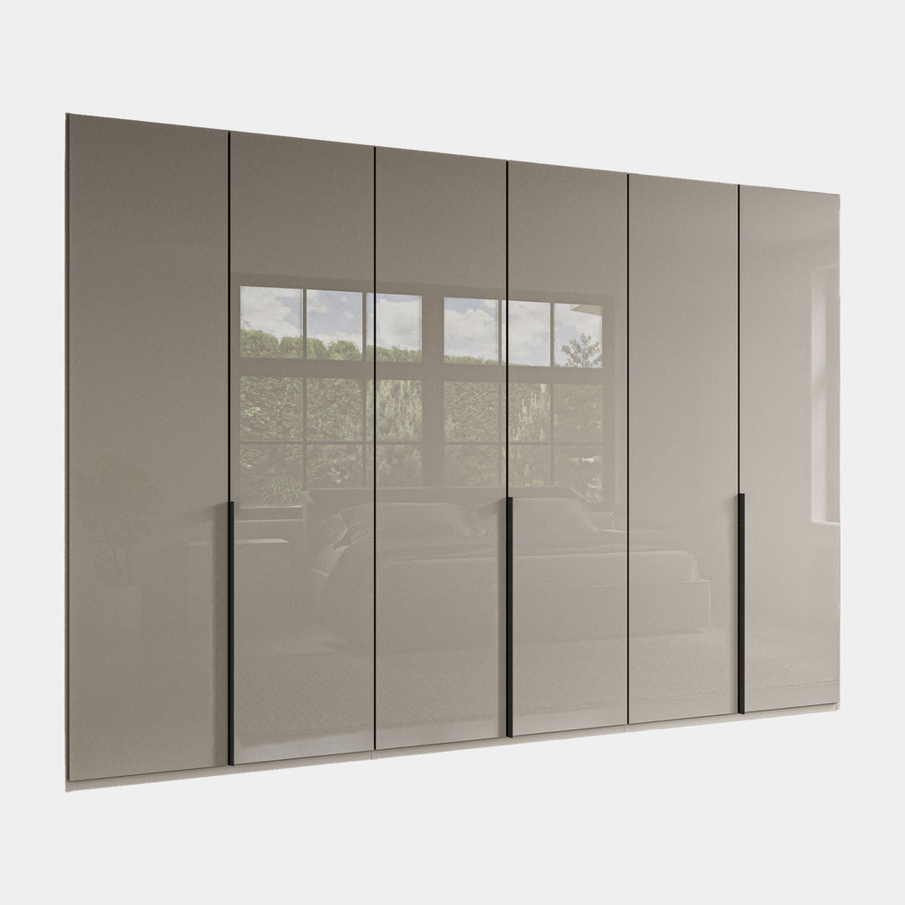 Varnell - 6 Glass Door Wardrobe Pebble Grey Glass