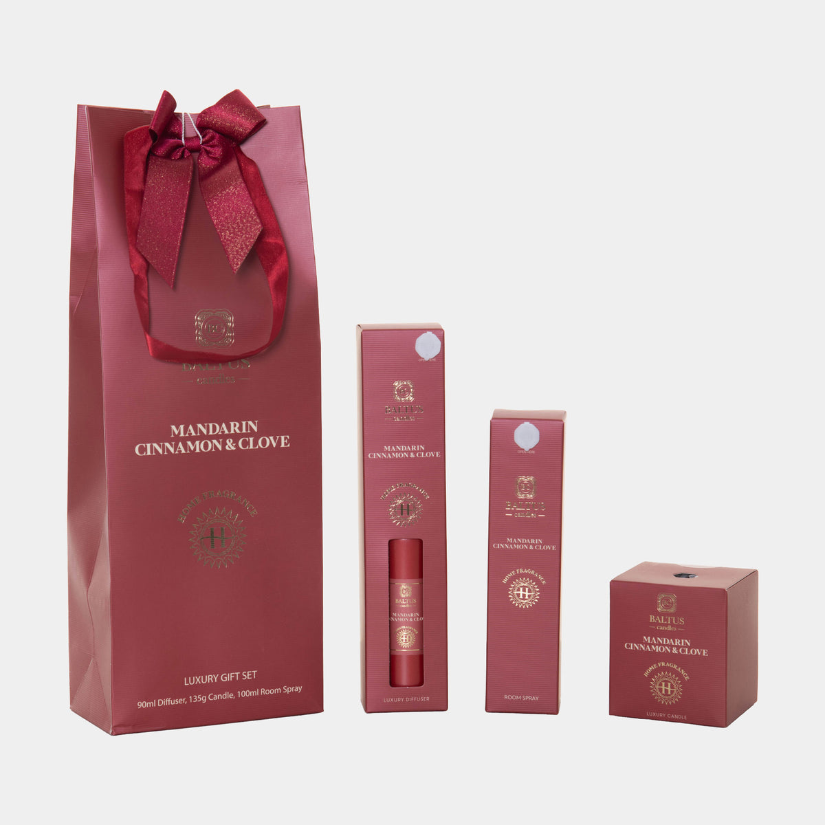 Mandarin, Cinnamon & Clove Luxury Christmas Gift Set - Candle, Diffuser & Room Spray