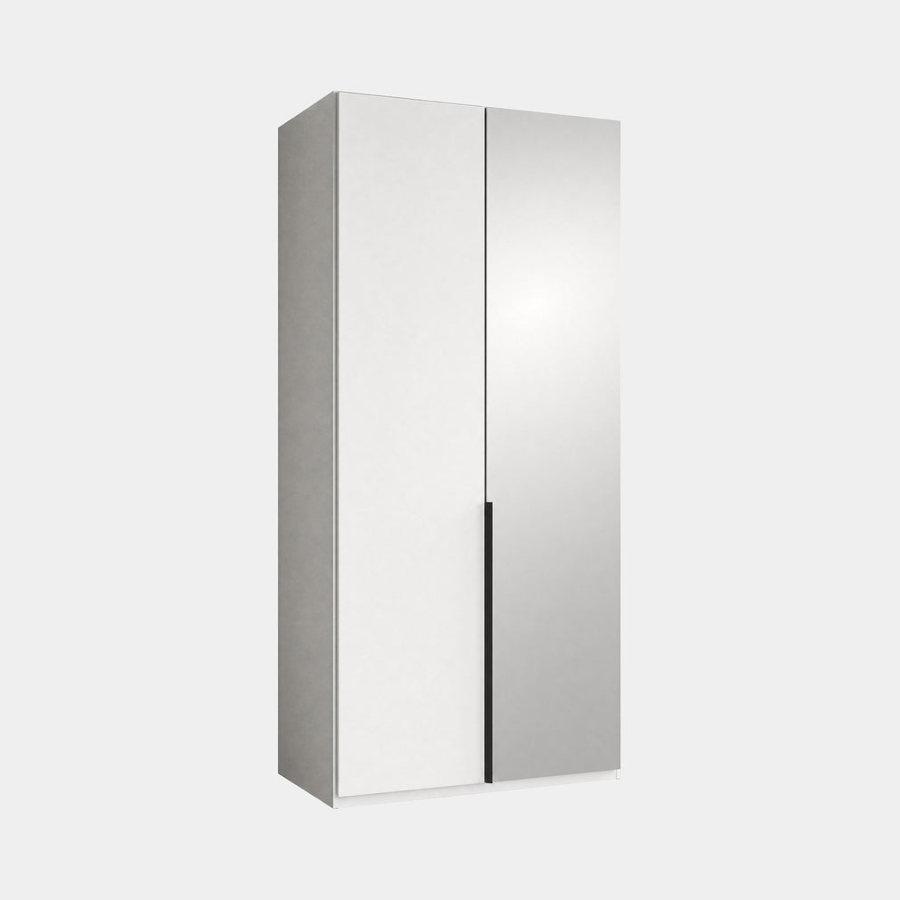 Varnell - 2 Door Glass Mirrored Wardrobe White Glass