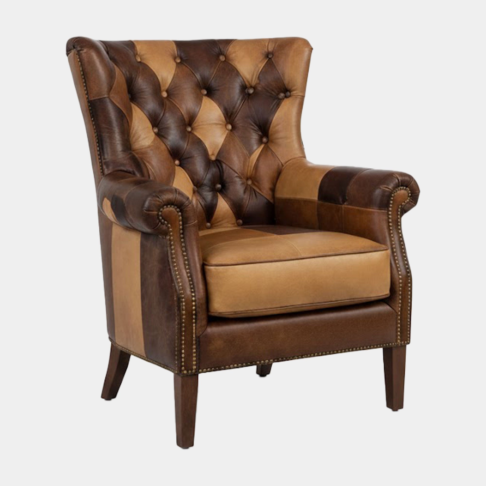 Angus - Accent Chair, Patchwork Fabric