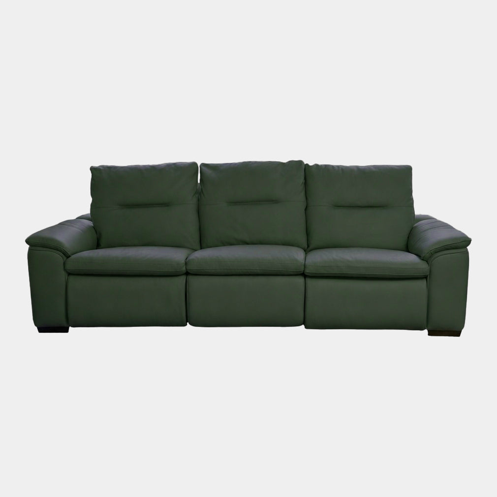 Pasadena - Large 3 Seat Sofa With 2 Power Recliners, Leather Dark Olive