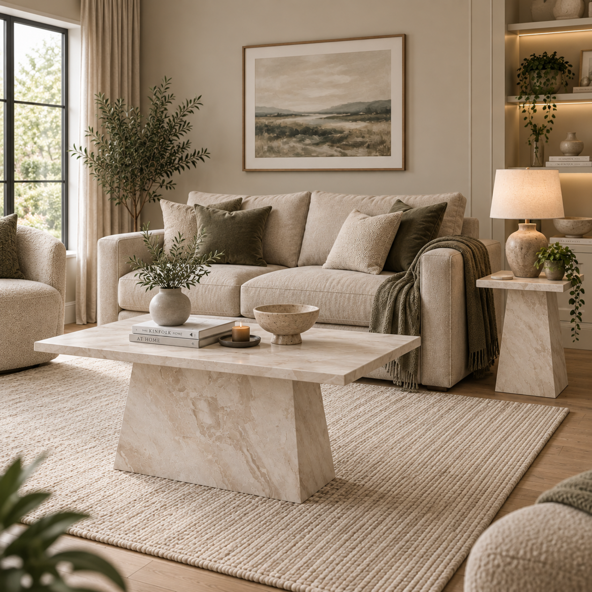Glacier - Solid Marble Lamp Table