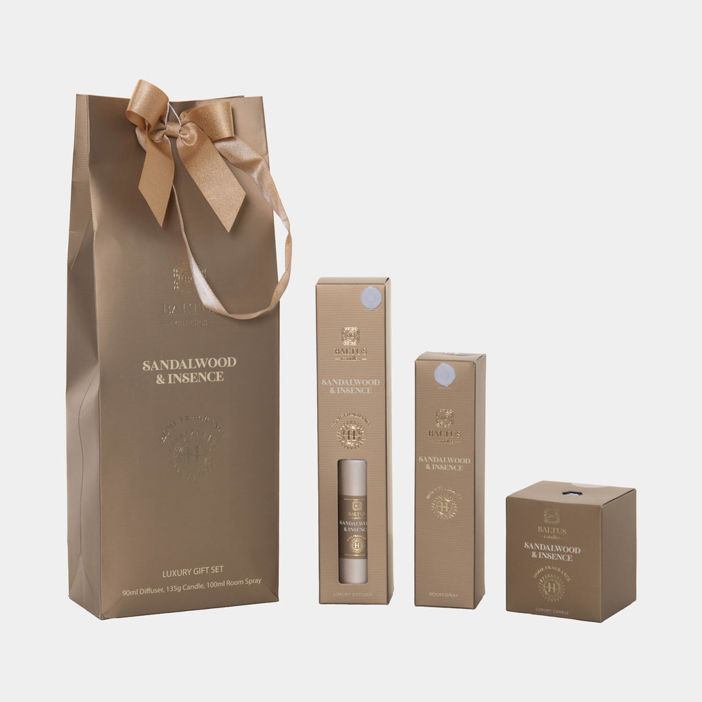 Golden Ember Luxury Scented Gift Set - Candle, Diffuser & Room Spray