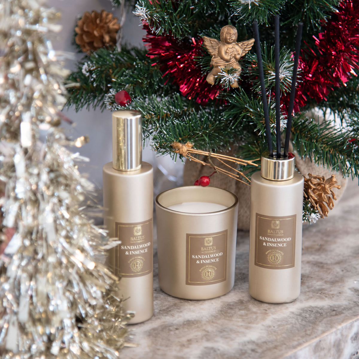 Golden Ember Luxury Scented Gift Set - Candle, Diffuser & Room Spray