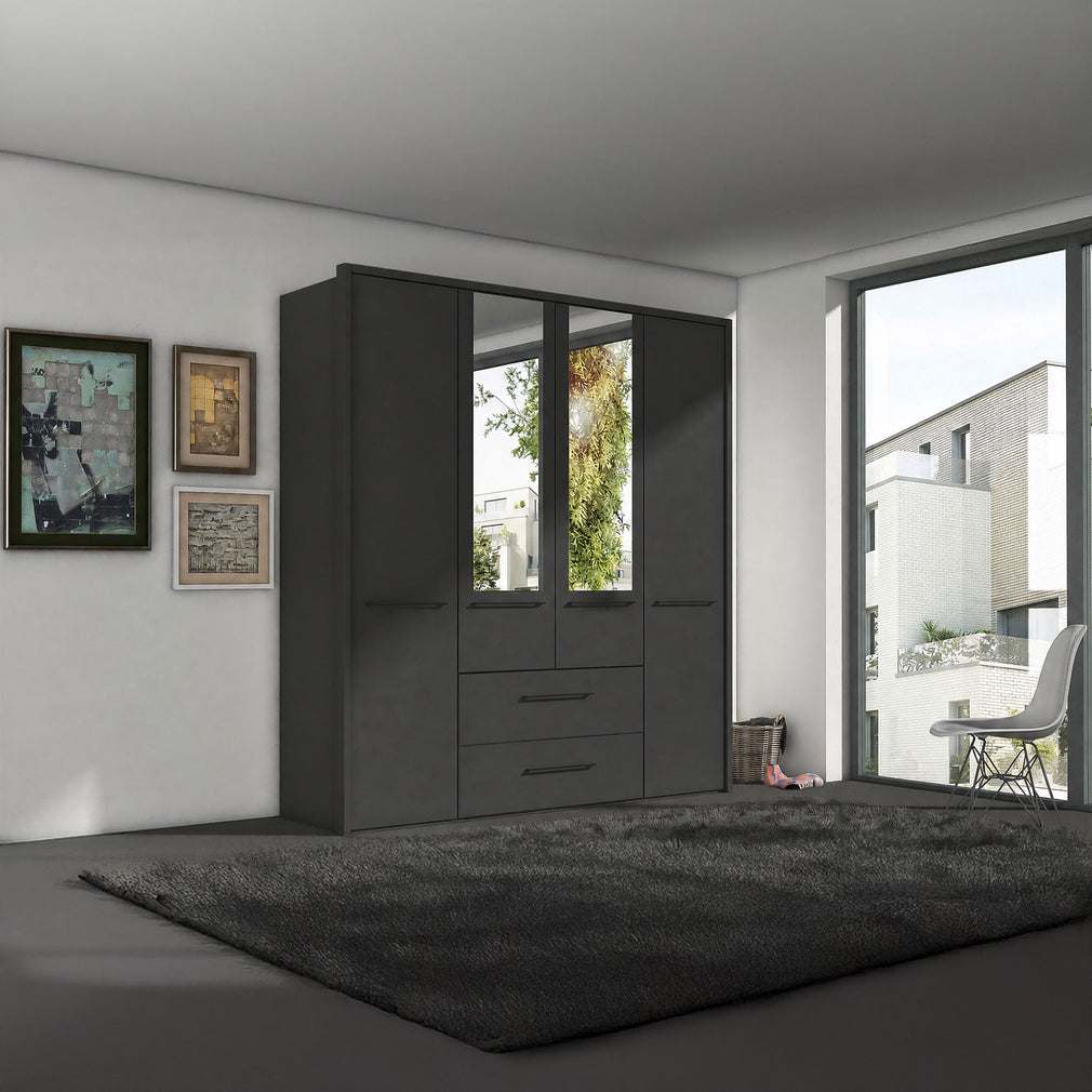 Fitzroy - 4 Door 2 Drawer Combi Mirrored Wardrobe