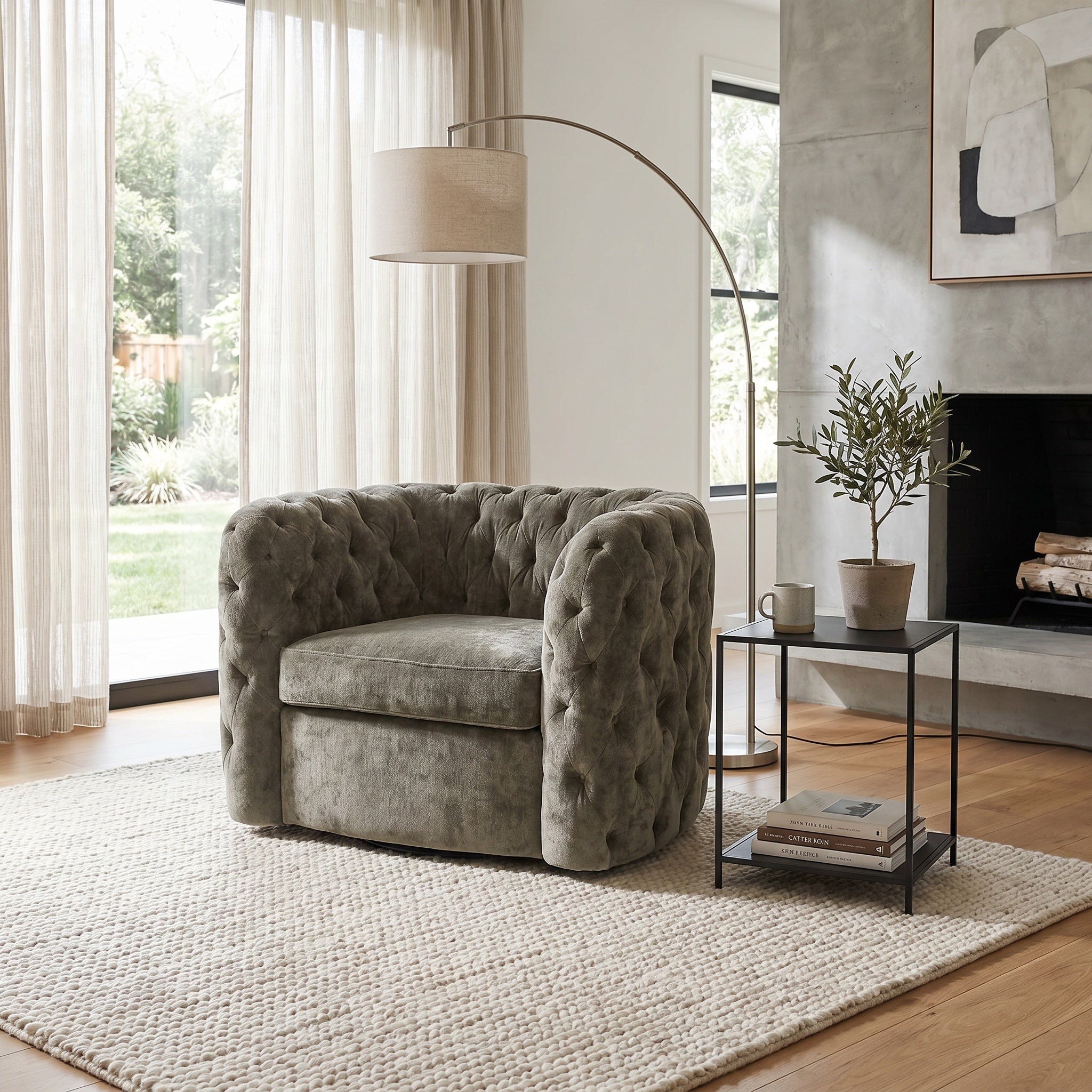 Greenwich - Swivel Accent Chair, Khaki Fabric