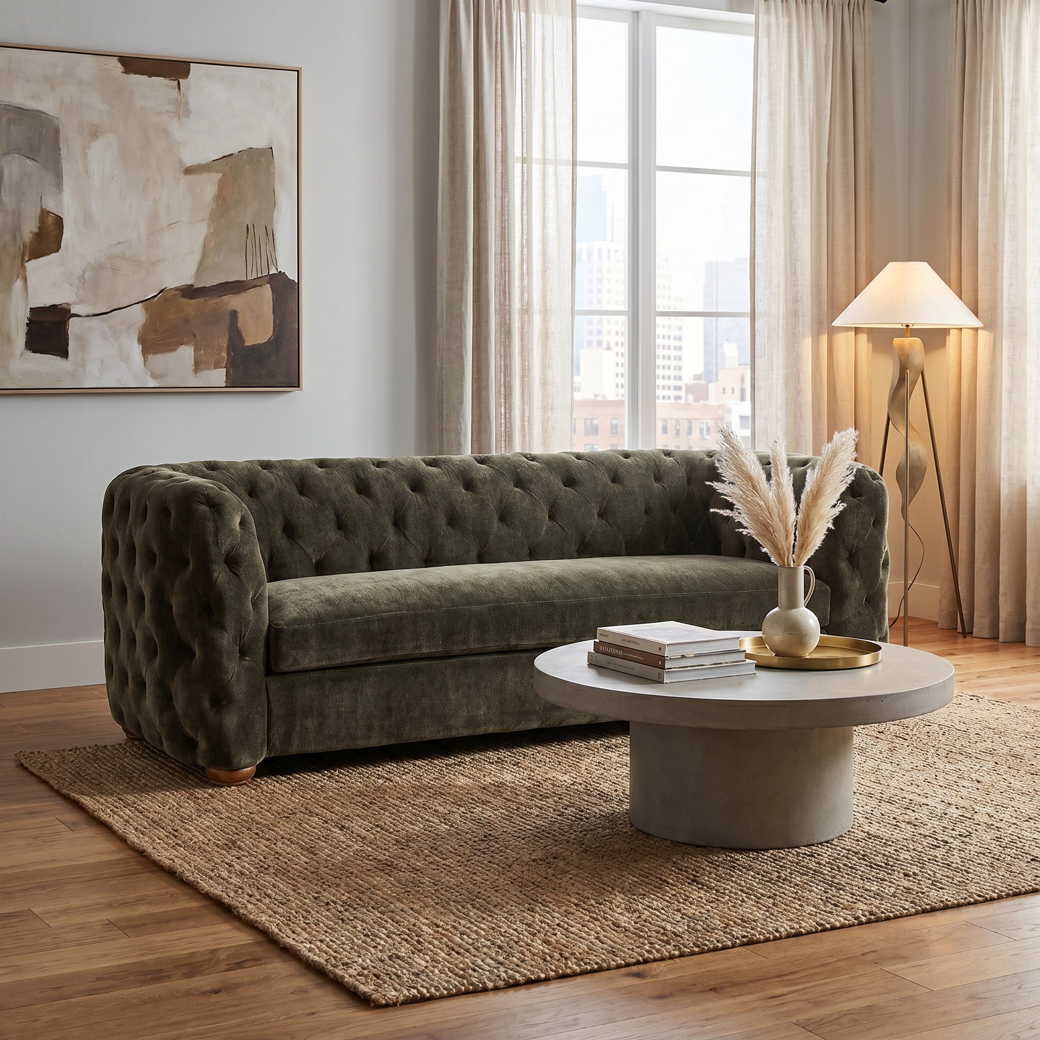 Greenwich - 3 Seat Sofa, Velore Khaki Fabric
