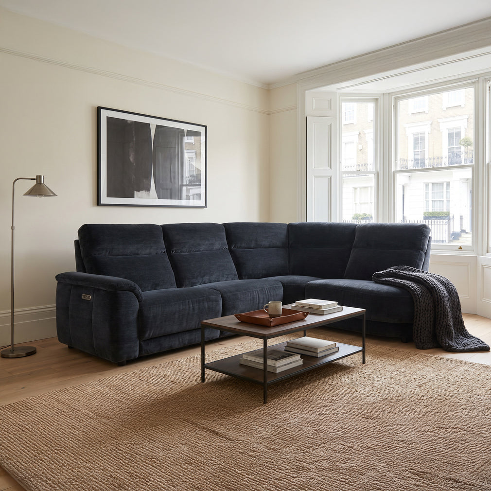 Chelsea - RHF Power Recliner Corner Sofa, Mayfair Midnight Fabric