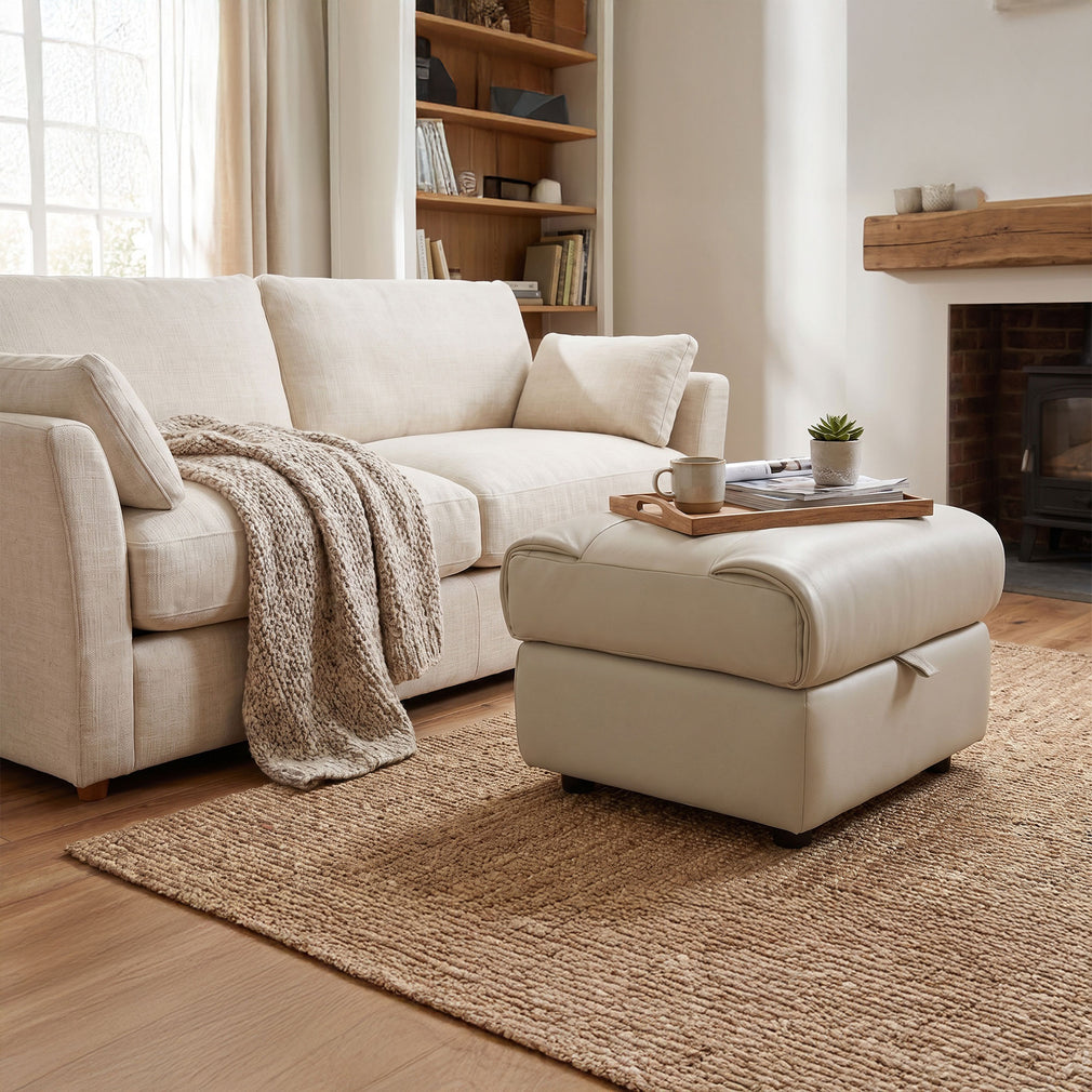 Staten - Square Storage Footstool, Leather