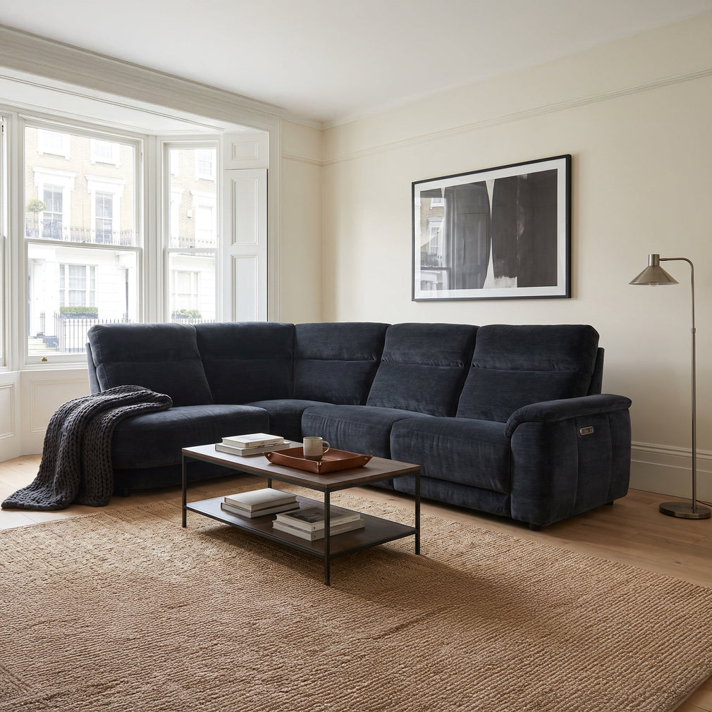 Chelsea - LHF Power Recliner Corner Sofa, Mayfair Midnight Fabric