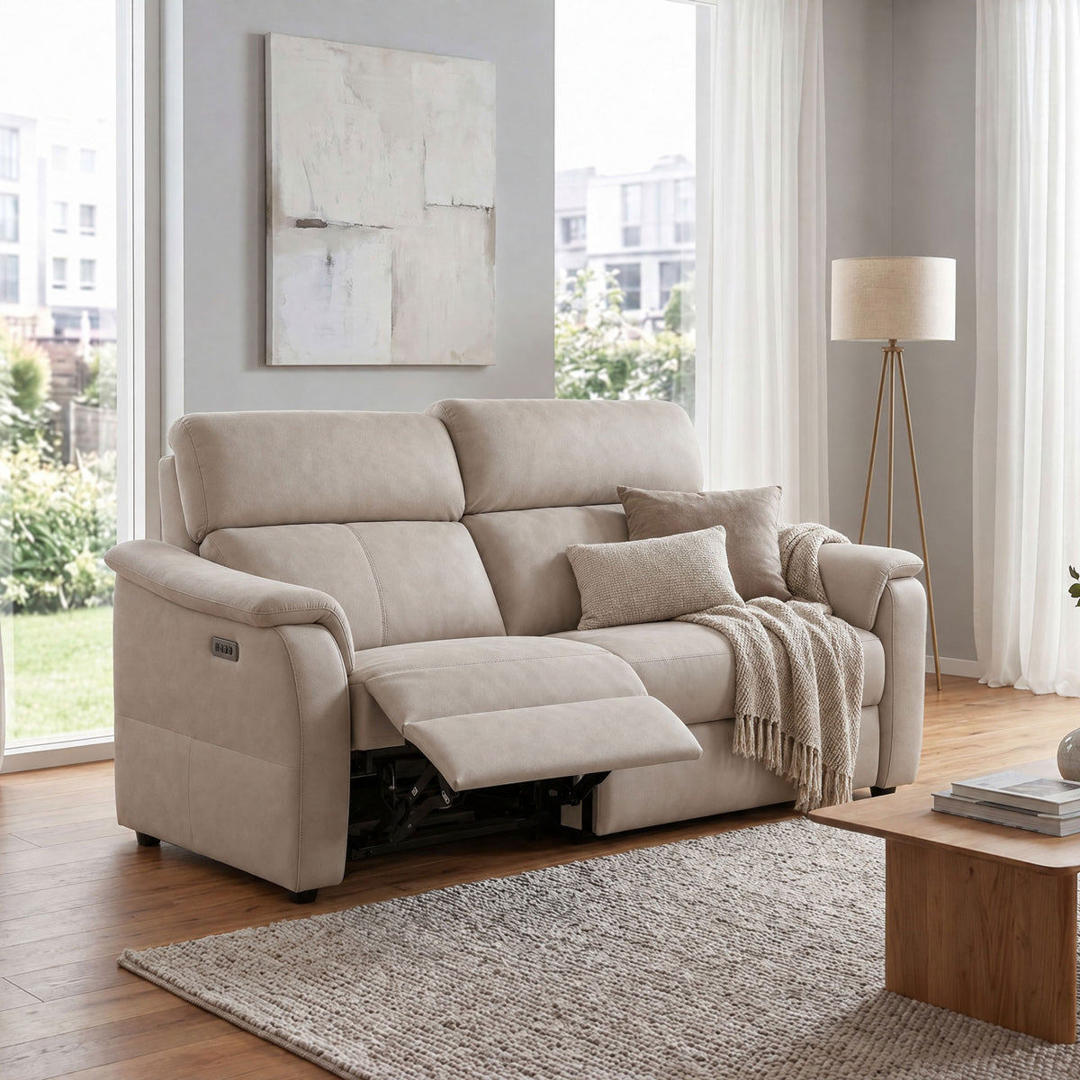 Rimini - Large 3 Seat Power Recliner Sofa with Adjustable Headrest & Lumbar, Fango Leather
