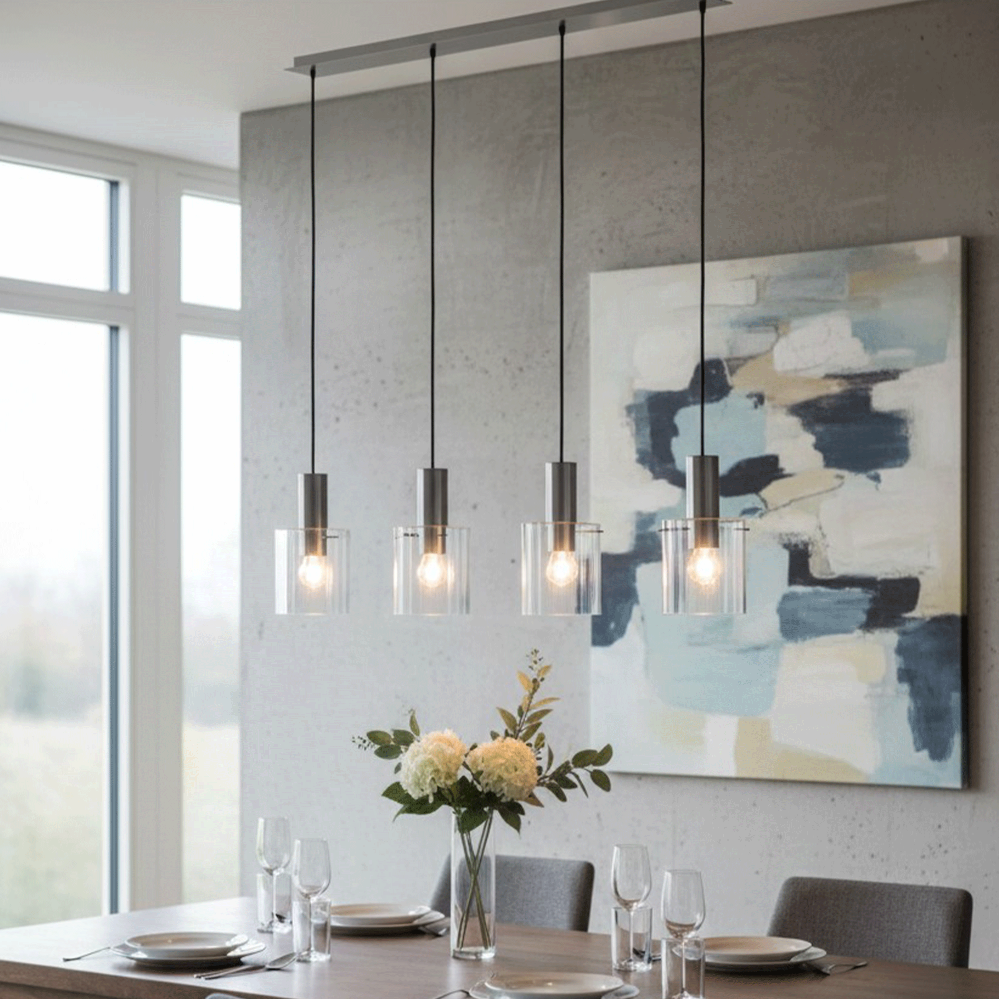 Rizzi - Ribbed Smoke Bar Light Pendant