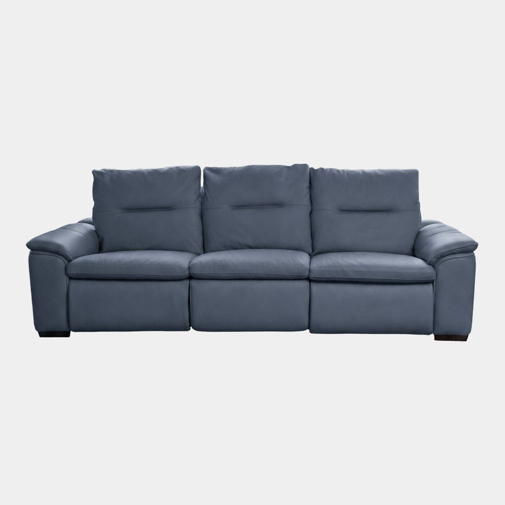 Pasadena - Large 3 Seat Sofa With 2 Power Recliners, Leather Ocean Blue