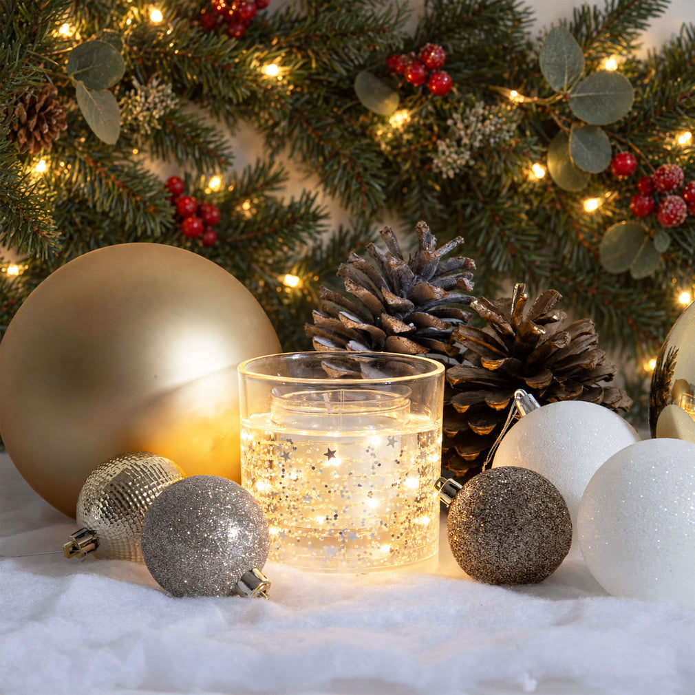 Midnight Patchouli - Silver LED Gel Candle & 2 Scented Refills