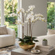Artificial Plant - Orchid Plant & Gold Glass Bowl, Ivory Majesty