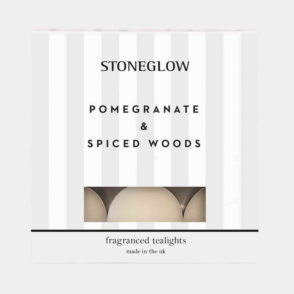 Stoneglow Modern Classics - Pomegranate & Spiced Woods Tealights, Set of 2
