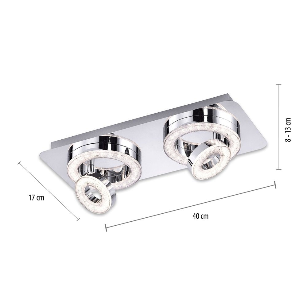 Rolo Silver - Ceiling Light, 2 Light
