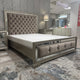 Royale - King Bed Frame, Buttoned Headboard - Item As Pictured