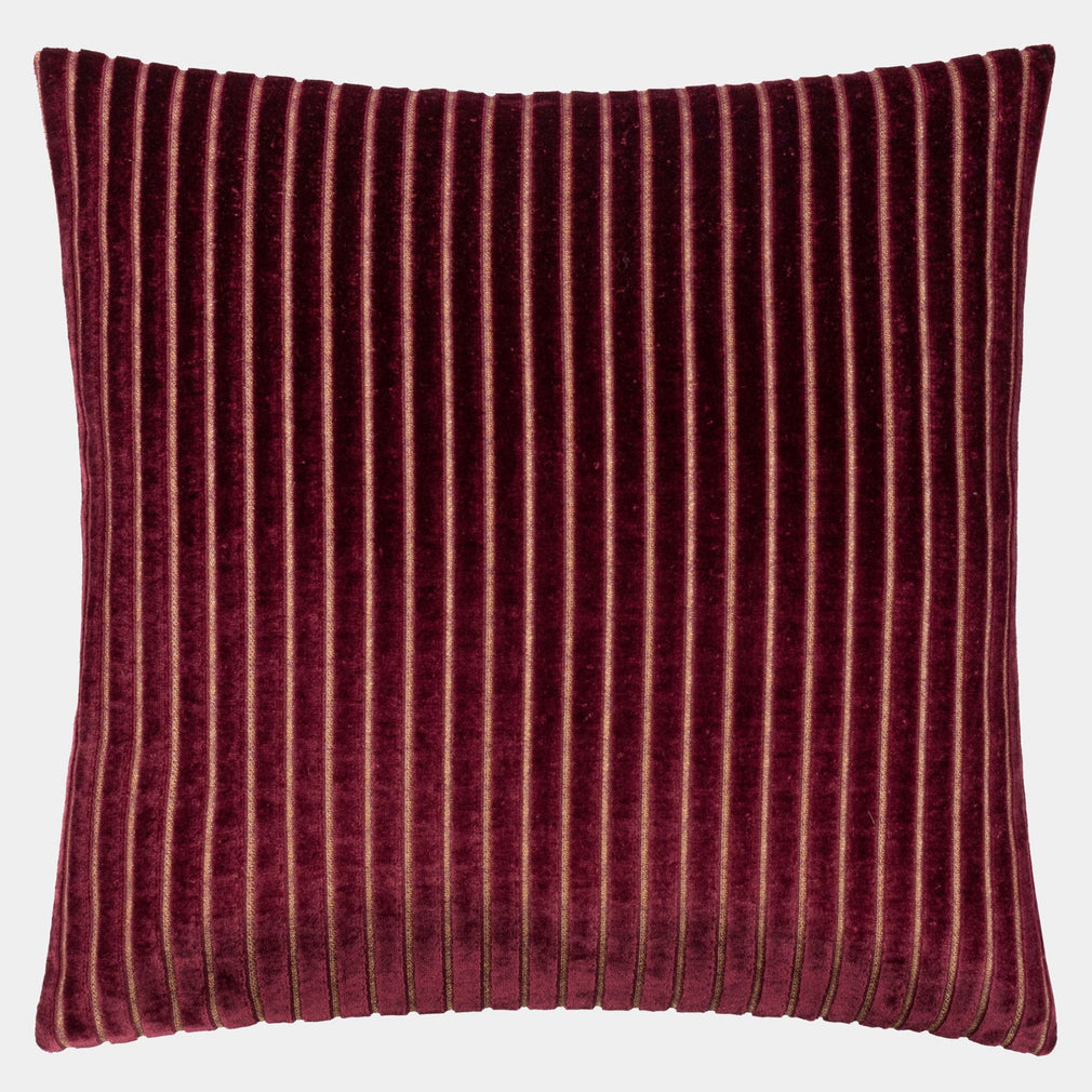 Savoy Stripe Velvet - Burgundy Cushion 50x50cm
