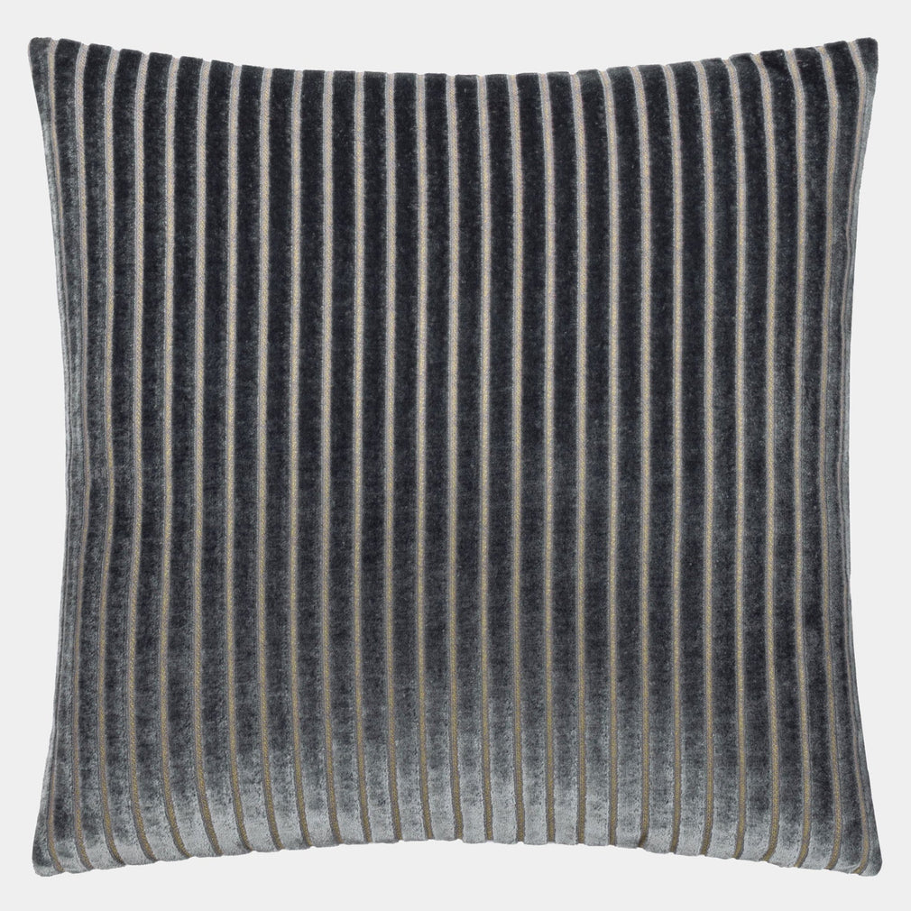 Savoy Stripe Velvet - Charcoal Cushion 50x50cm