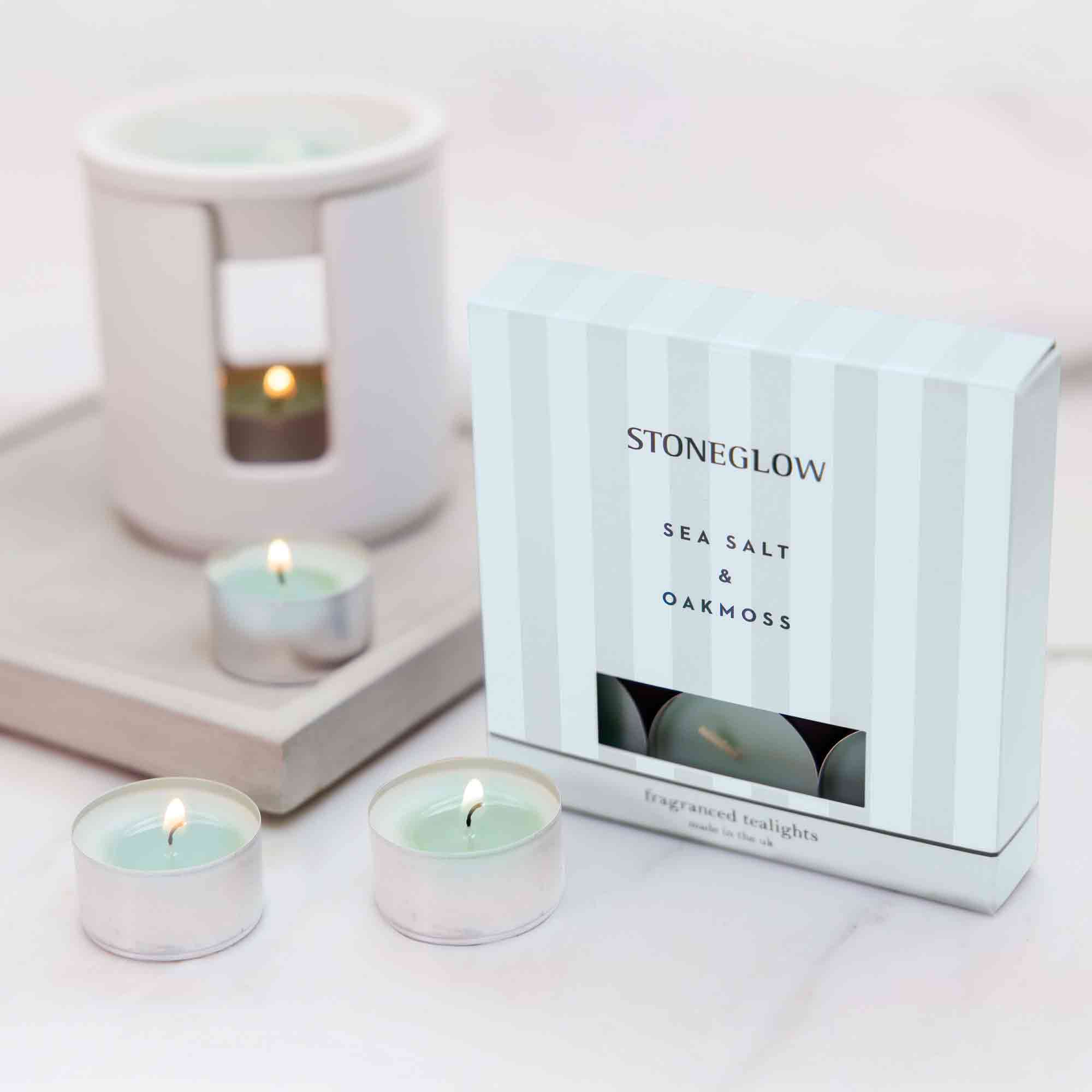 Stoneglow Modern Classics - Sea Salt & Oakmoss Tealights, Set of 2
