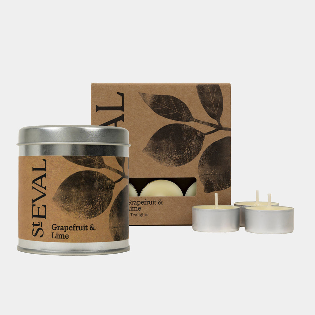 St Eval - Grapefruit & Lime Scented Tealights and Tin Candle Set