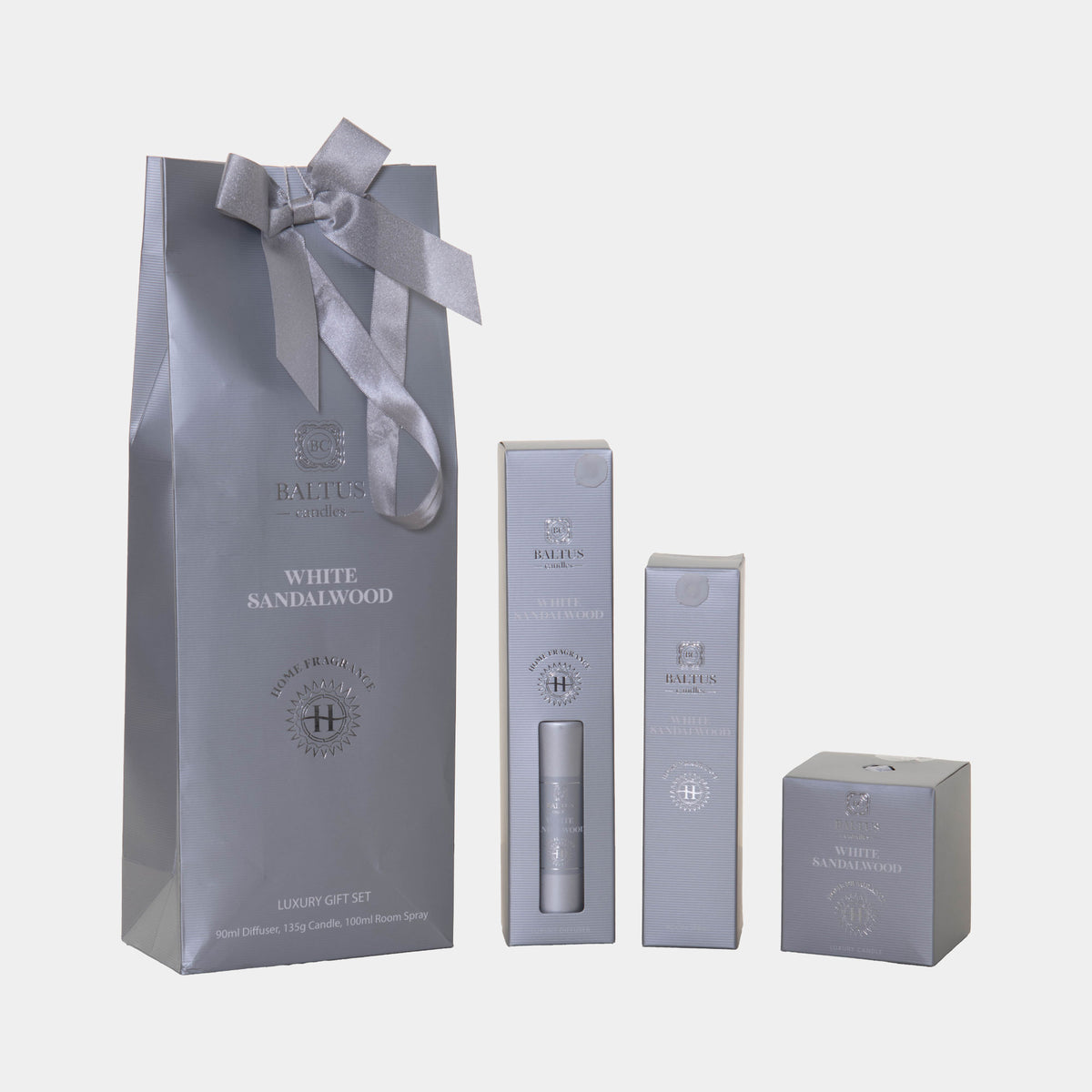 White Sandalwood Luxury Scented Gift Set - Candle, Diffuser & Room Spray