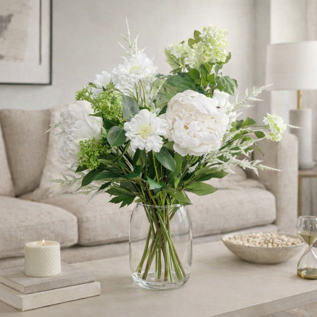 Artificial Swan Lake Bouquet - Elegant White Faux Flower Arrangement