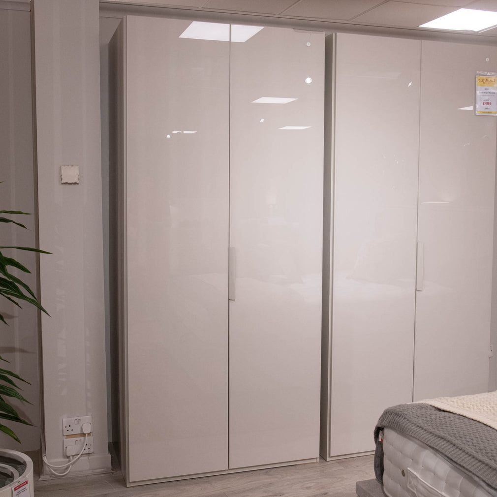 Nova - 2 Door Hinged Wardrobe, Champagne Glass Front - Item As Pictured