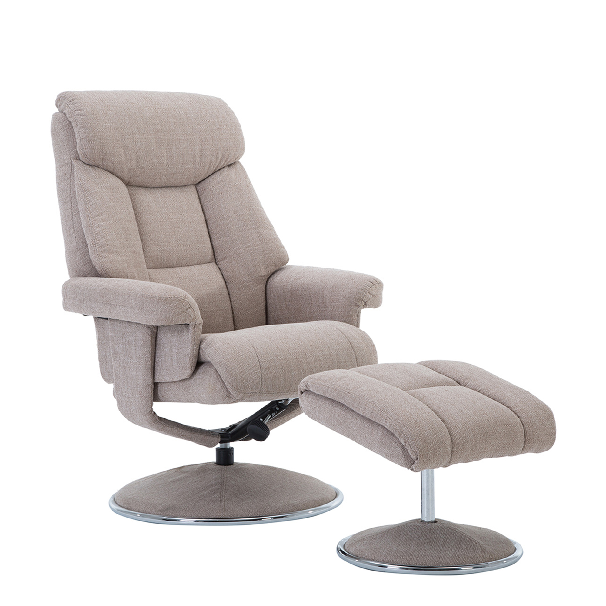 orion  swivel chair and stool in lisbon grey fabric