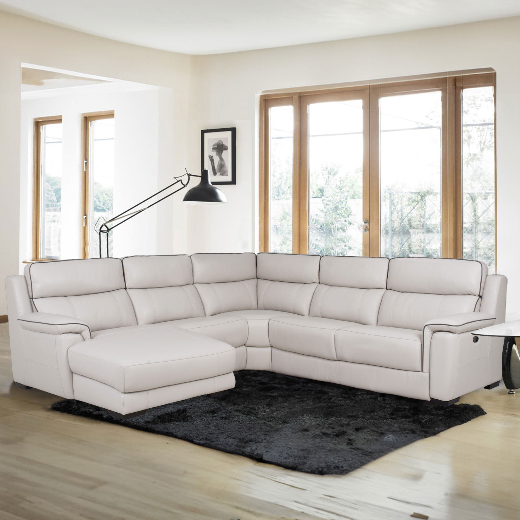 Monza - 4 Piece LHF Chaise Power Recliner Corner Group In Leather - All ...